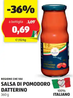ALDI Regione che vai salsa di pomodoro Datterino offerta
