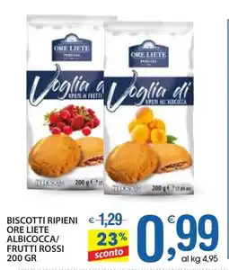 Qui Discount Biscotti ripieni ore liete albicocca/ frutti rossi offerta