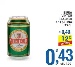 Qui Discount Birra viktor pilsener 4° lattina offerta