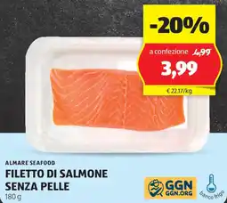 ALDI Almare seafood filetto di salmone senza pelle offerta