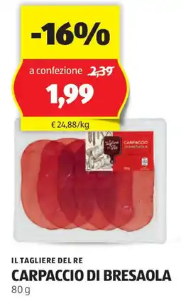 ALDI Il tagliere del re carpaccio di bresaola offerta