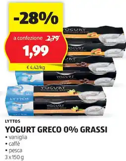 ALDI Lyttos yogurt greco 0% grassi offerta