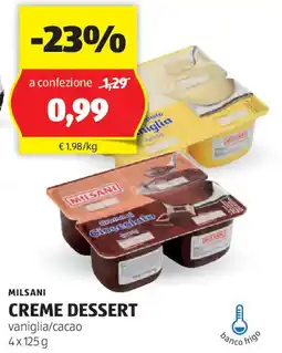 ALDI Milsani creme dessert vaniglia/cacao offerta