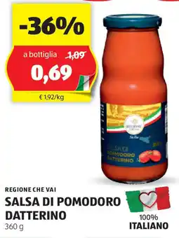 ALDI Regione che vai salsa di pomodoro datterino offerta