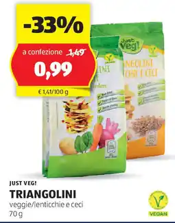 ALDI Just veg! triangolini veggie/lenticchie e ceci offerta