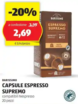 ALDI Barissimo capsule espresso supremo offerta