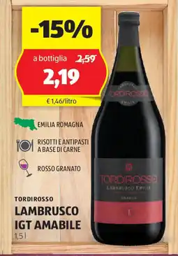 ALDI Tordirosso lambrusco igt amabile offerta