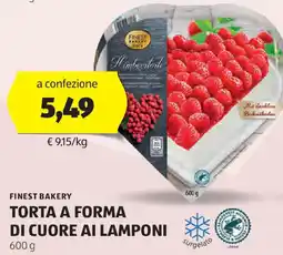 ALDI Finest bakery torta a forma di cuore ai lamponi offerta