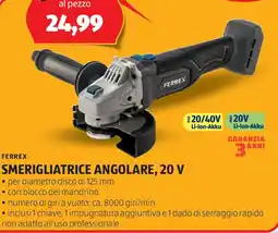 ALDI Ferrex smerigliatrice angolare, 20 v offerta