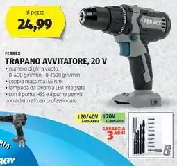 ALDI Ferrex trapano avvitatore, 20 v offerta