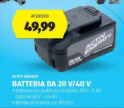 ALDI Activ energy batteria da 20 v/40 v offerta