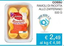 Coop COSSU RAVIOLI DI RICOTTA ALLO ZAFFERANO 500 G offerta