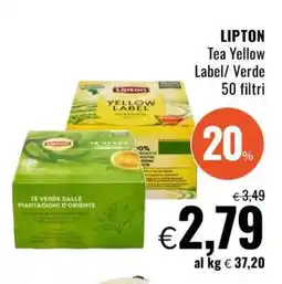Famila LIPTON Tea Yellow Label/Verde 50 filtri offerta