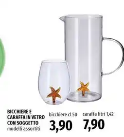 Famila BICCHIERE E CARAFFA IN VETRO CON SOGGETTO offerta