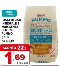 Iperal Pasta di riso integrale e mais senza glutine RUMMO offerta