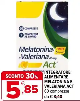 Iperal Integratore alimentare melatonina e valeriana ACT offerta