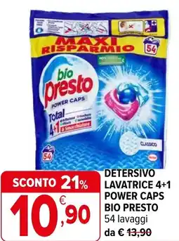 Iperal Detersivo lavatrice 4+1 power caps BIO PRESTO offerta