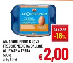 A&O Aia aequilibrium 6 uova fresche medie da galline allevate a terra offerta