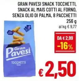 A&O Gran pavesi snack tocchetti, snack al mais cotti al forno, senza olio di palma, 8 pacchetti offerta