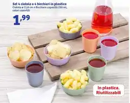 In'S Mercato Set 4 ciotole o 4 bicchieri in plastica offerta