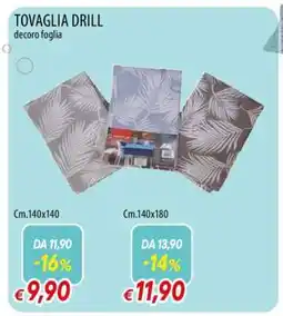 Famila TOVAGLIA DRILL decoro foglia Cm.140x140 offerta