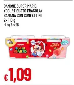 Famila DANONE SUPER MARIO, YOGURT GUSTO FRAGOLA/BANANA CON CONFETTINI offerta