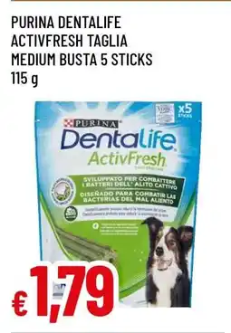 Famila PURINA DENTALIFE ACTIVFRESH TAGLIA MEDIUM BUSTA 5 STICKS offerta