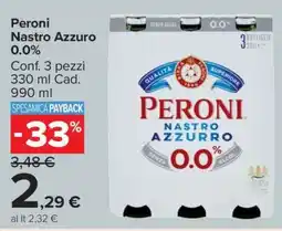 Carrefour Peroni Nastro Azzuro 0.0% offerta