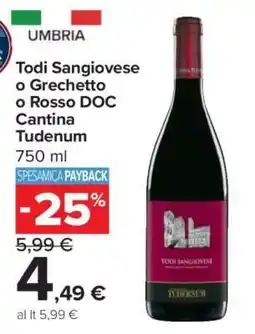 Carrefour Todi Sangiovese o Grechetto o Rosso DOC Cantina Tudenum offerta