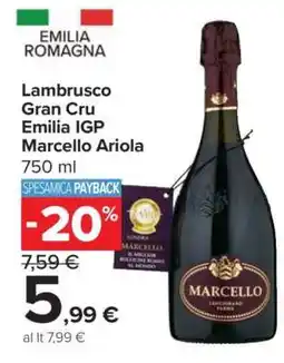 Carrefour Lambrusco Gran Cru Emilia IGP Marcello Ariola offerta