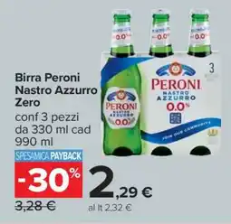 Carrefour Birra Peroni Nastro Azzurro Zero offerta