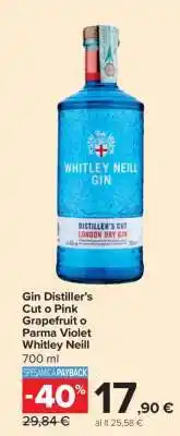 Carrefour Gin Distiller’s Cut o Pink Grapefruit o Parma Violet Whitley Neill offerta