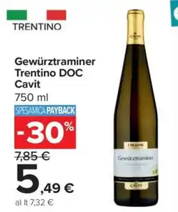 Carrefour Gewurztraminer Trentino DOC Cavit offerta