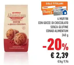 Conad 4 muffin con gocce di cioccolato senza glutine CONAD ALIMENTUM offerta