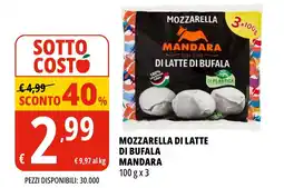Tigros Mozzarella di latte di bufala MANDARA offerta