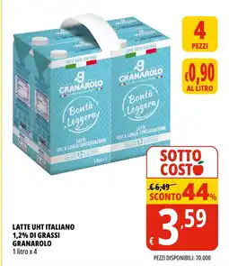 Tigros Latte 100% italiano 1,2% di grassi GRANAROLO offerta