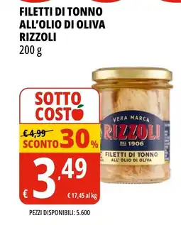 Tigros Filetti di tonno all'olio di oliva RIZZOLI offerta