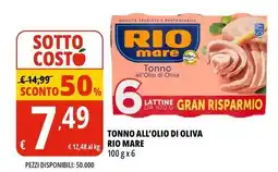 Tigros Tonno all'olio di oliva RIO MARE offerta