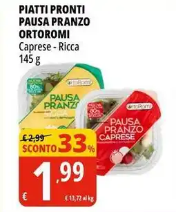 Tigros Piatti pronti pausa pranzo ORTOROMI offerta