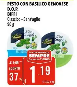 Tigros Pesto con basilico genovese d.o.p. BIFFI offerta