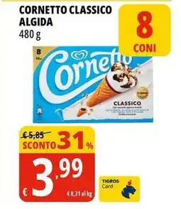 Tigros Cornetto classico ALGIDA offerta