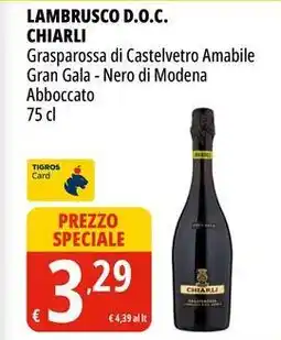 Tigros Lambrusco d.o.c. CHIARLI offerta
