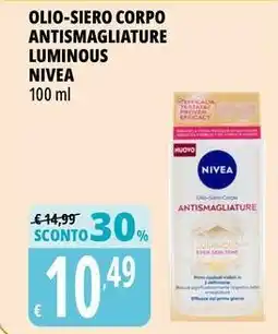 Tigros Olio-siero corpo antismagliature luminous NIVEA offerta