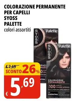 Tigros Colorazione permanente per capelli syoss PALETTE offerta