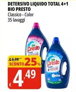 Tigros Detersivo liquido total 4+1 BIO PRESTO offerta