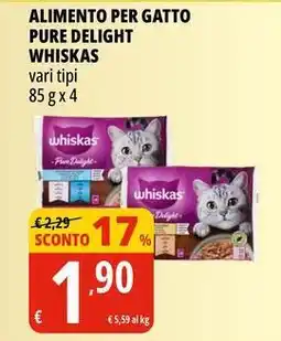 Tigros Alimento per gatto pure delight WHISKAS vari tipi offerta