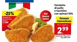 Lidl Cotolette di pollo e tacchino con spinaci XXL offerta