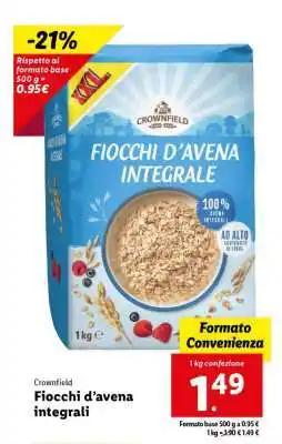 Lidl Crownfield Fiocchi d'avena integrali offerta