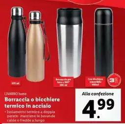 Lidl LIVARNO home Borraccia o bicchiere termico in acciaio offerta
