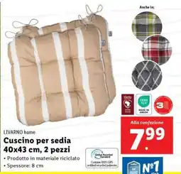 Lidl Cuscino per sedia 40x43 cm, 2 pezzi offerta